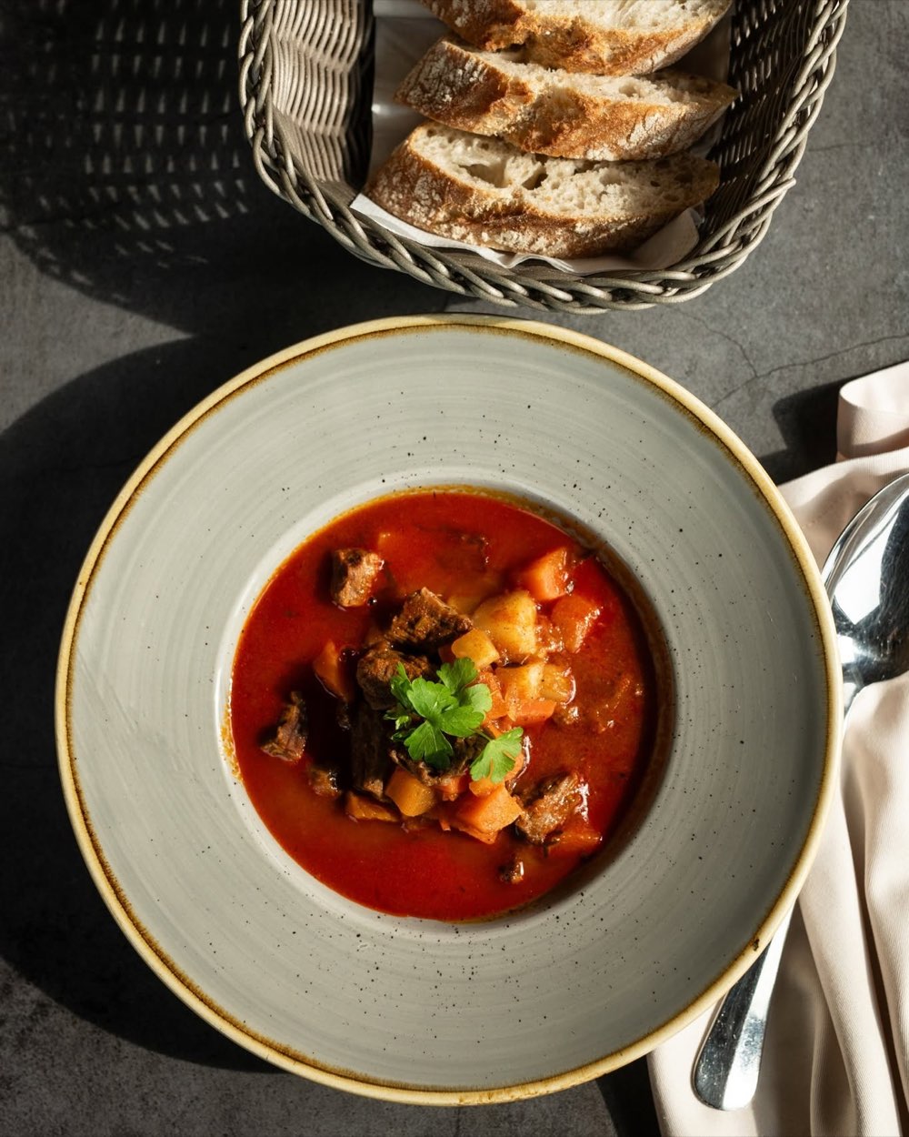 Goulash soup with home-baked bread